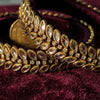 Handkraft Maroon Silk Thread Kundan Bangle Set | Gold Plated Leaf Design