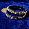 Handkraft Royal Blue Silk Thread Bangles | Single Line Kundan Leaf Pattern